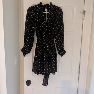 Marea Elizabeth Dress - Black Gold Dot Nwt